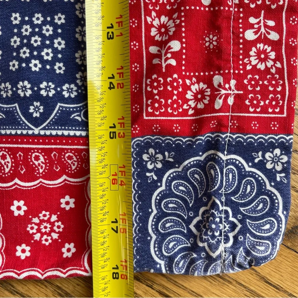 Patchwork Bandana Pillow Cover by San Diego Now Designs in Red White Blue 70s